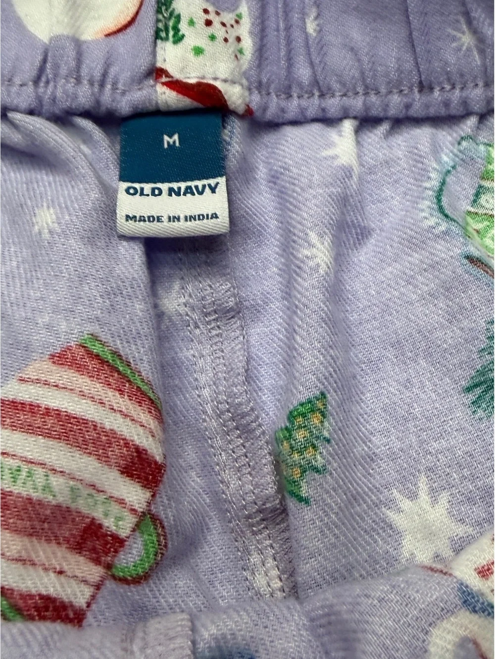 Old Navy Flannel Women's Purple Holiday Pajama Pants Santa Christmas Mugs Print
